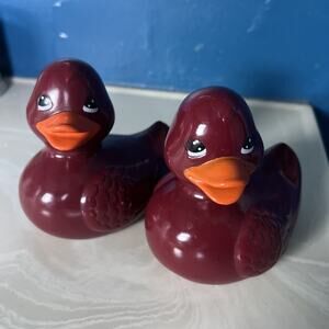 Vintage Bath & Body Works 5” Rubber Duck Ducky Maroon Red Shiny Retired Lg 2pc